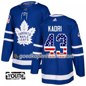 Toronto Maple Leafs Nazem Kadri 43 Adidas 2017-2018 Blauw USA Flag Fashion Authentic Shirt - Kinderen